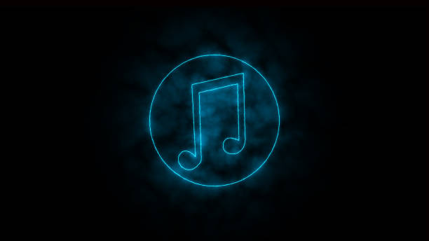 istock Green music note cover neon symbol sign .  Simple icon for website, web design, mobile app, info graphics. Music sign icon. photo element in neon style icon. black background. 1765002319