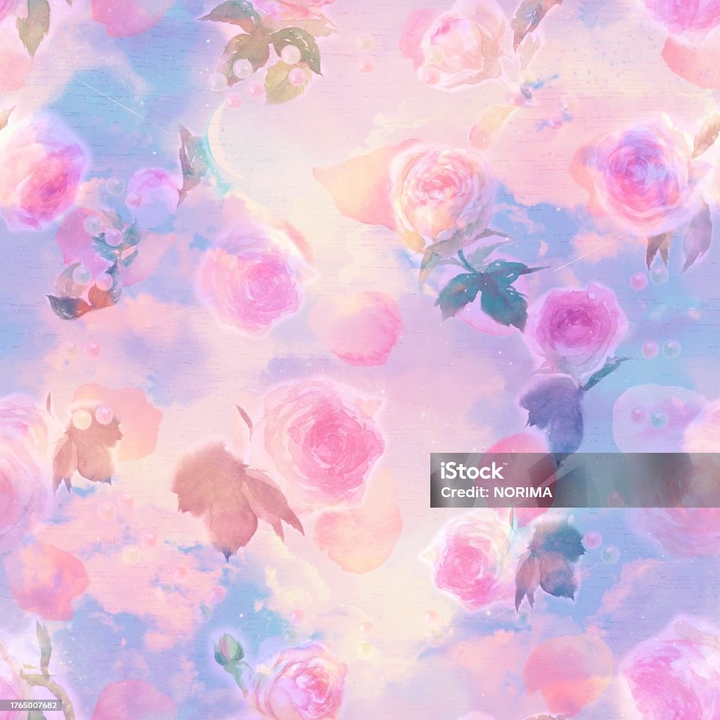 Sunset Pattern Roses Fantastic Seamless Pattern Illustration Of Roses Dancing Down On A ...