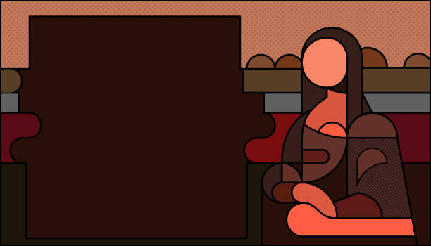Minimal stylized picture of Mona Lisa. Minimal stylized picture of Mona Lisa. Monalisa illustration with copy space. Abstraction Leonardo implementation. mona lisa stock illustrations
