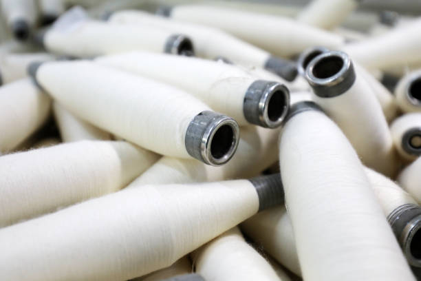 istock Cotton yarn is piled up in a spinning mill 1765015109