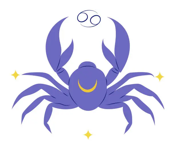 Vector illustration of Cancer, fourth zodiac sign