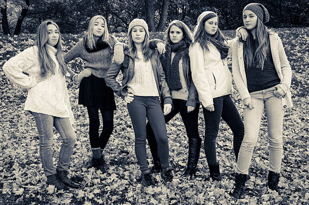 This is a major issue in school, rejection and intimidation between students. Here is a group of six friends we don't want to meet. Black and white.