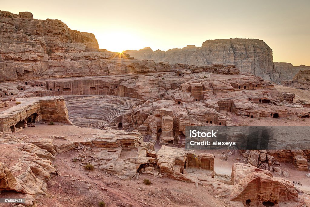 Sonnenuntergang in Petra - Lizenzfrei Abenddämmerung Stock-Foto