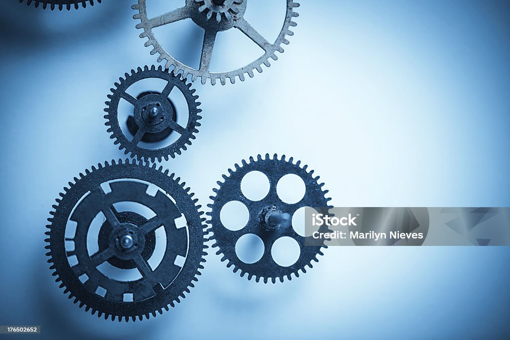 blue business gears Teamwork concept Blue Stock Photo