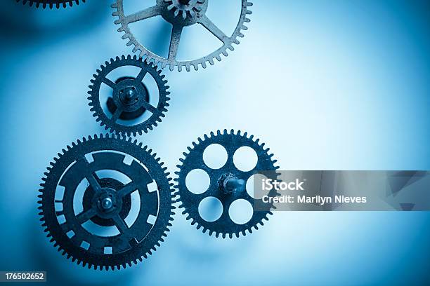 Blue Business Gears Stock Photo - Download Image Now - Blue, Inside Of, Machinery