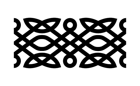 Seamless border. Celtic style interlaced pattern isolated vector. Nordic symbol. Patrick's Day celebration. Interlaced border element. Tattoo design. Celtic knot vector illustration.