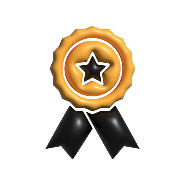 3D Realistic AWARD RIBBON Icon. 3D Icon Isolated on White.