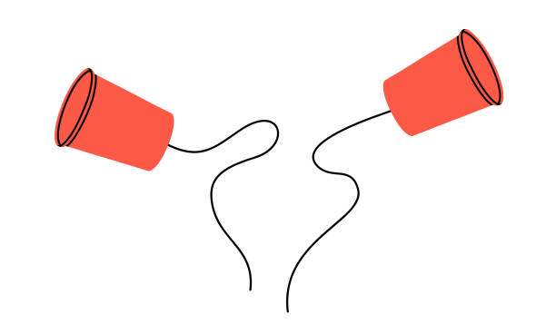 papierowy kubek telefon z ilustracją zerwanego sznurka - jednorazowa lina stock illustrations