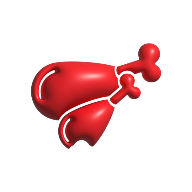 3D Realistic FRIED CHICKEN Icon. 3D Icon Isolated on White.