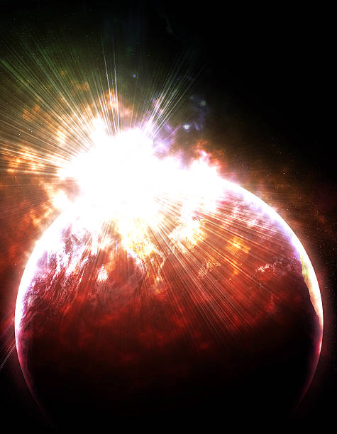 istock planet with a flash of sun, abstract background 176504863
