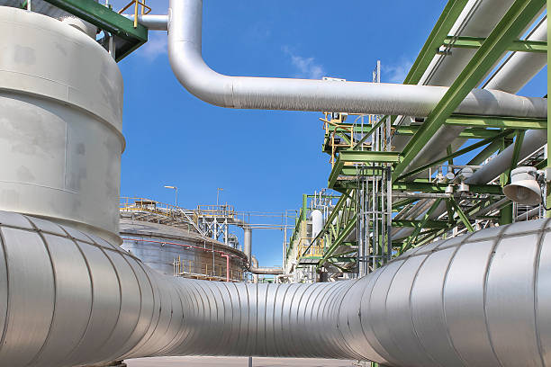istock Steel pipe line with hot  insulation 176505412