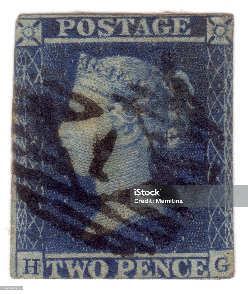 Sello penny azul c.1841 - Foto de stock de Estilo victoriano libre de derechos