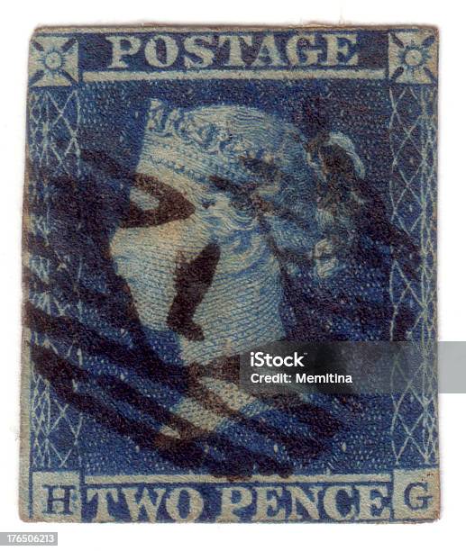 Francobollo Penny Blu C1841 - Fotografie stock e altre immagini di Francobollo postale - Francobollo postale, Stile vittoriano, 1840-1849