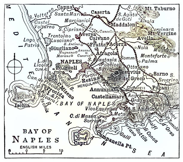 Map Of The Bay Of Naples Stock Download Image Now Map Map Of The Bay Of Naples 