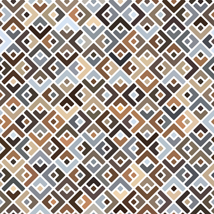 Seamless repeating pattern. A regular grid of multicolored small square elements on a white background. Abstract geometric maze. Textile surface design. Vector illustration.