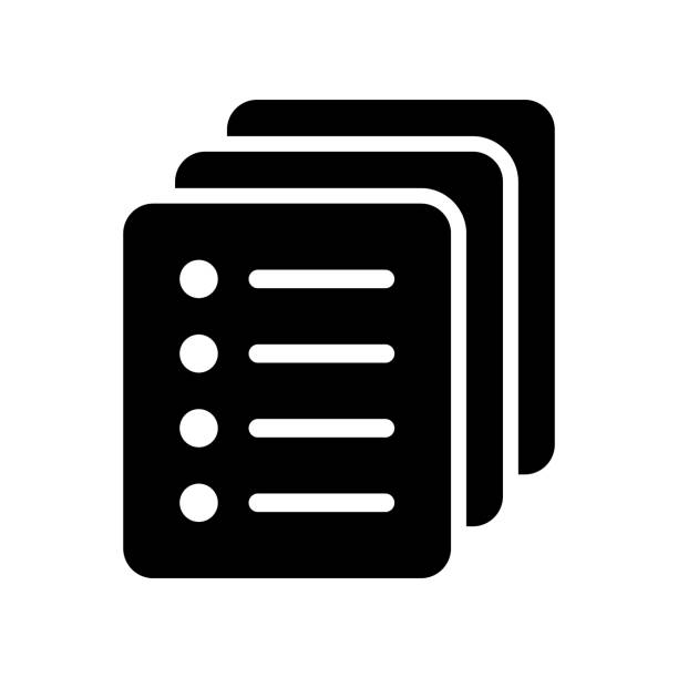 ikon daftar, simbol menu situs, ikon daftar periksa gaya solid, ikon datar mesin terbang. elemen desain vektor. - daftar ilustrasi stok