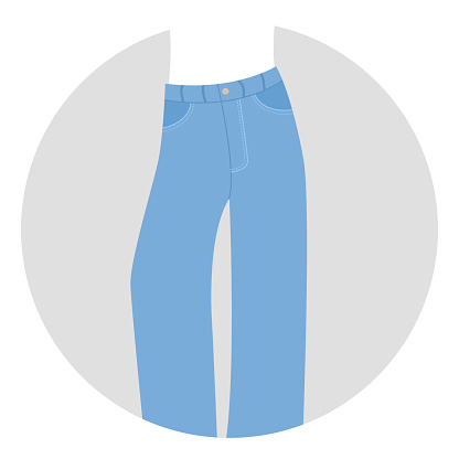 Woman high waisted regular cut jeans. National Blue Jeans Day. Denim day.