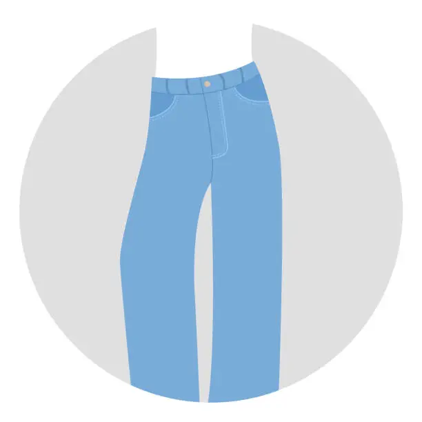 Vector illustration of Woman high waisted regular cut jeans. National Blue Jeans Day. Denim day.