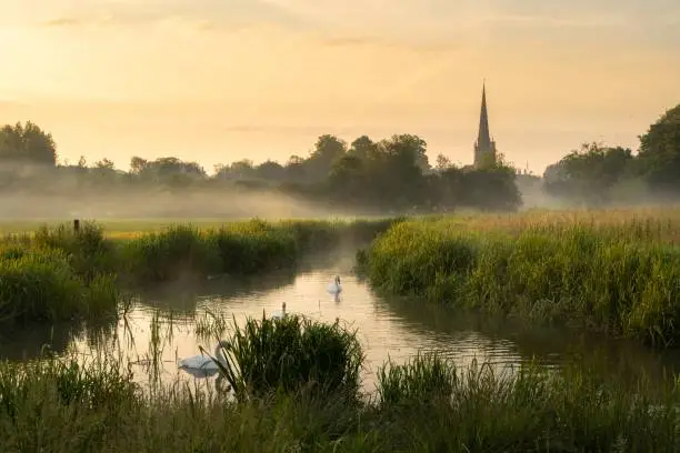 Dawn view towards Burford Church, Cotswolds