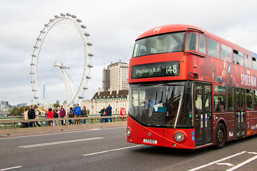 Double deck bus is a symbol of London transportation system.