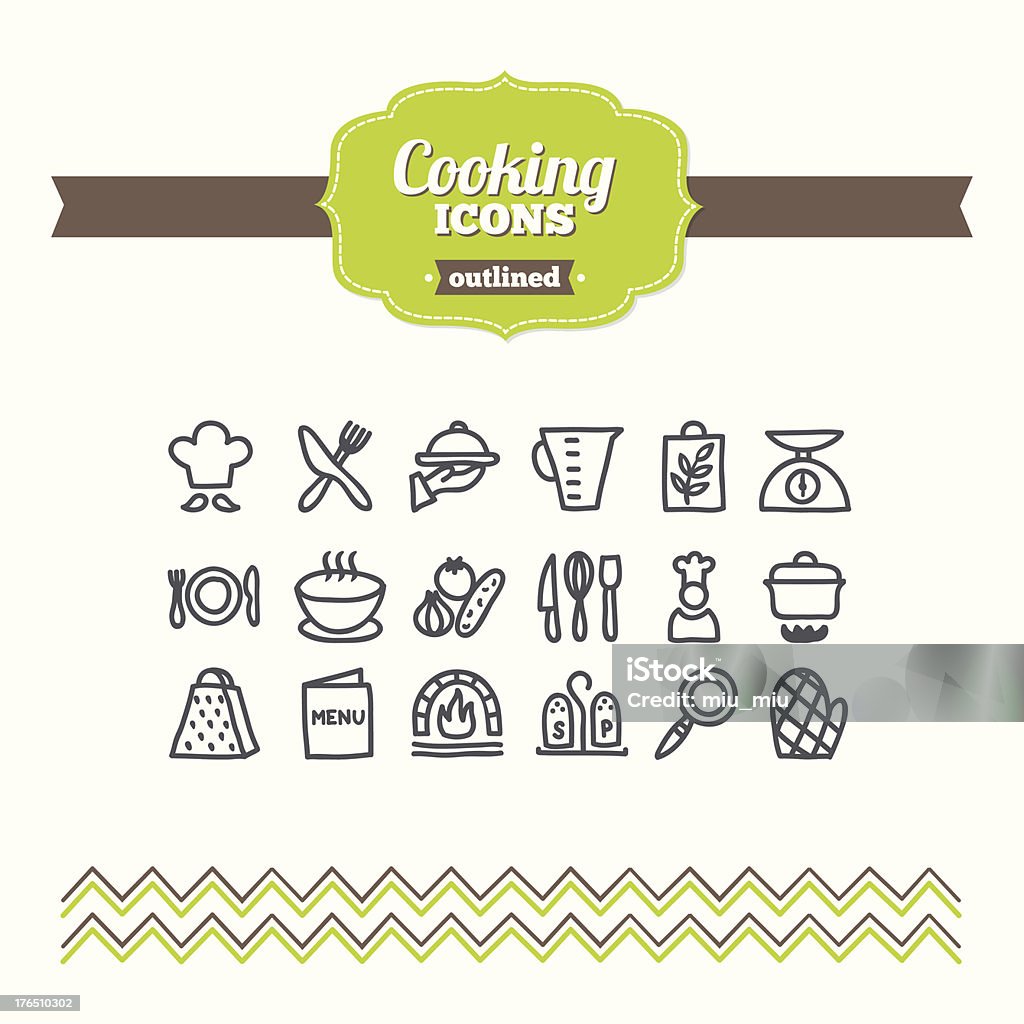 Satz von hand-drawn Kochen Symbole - Lizenzfrei Icon Vektorgrafik