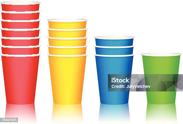 Bicchieri Di Plastica - Immagini vettoriali stock e altre immagini di Arancione - Arancione, Bianco, Bibita