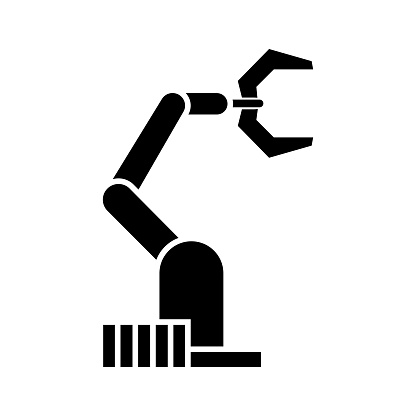 ROBOTIC ARM Icon Solid Style. Vector Icon Design Element for Web Page, Mobile App, UI, UX Design