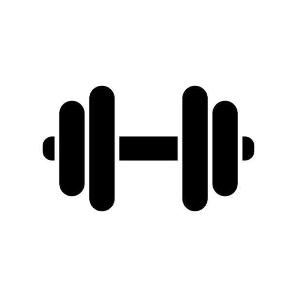 ilustrații de stoc cu dumbbell icon solid style. element de proiectare a pictogramei vectoriale pentru pagina web, aplicație mobilă, ui, design ux - ganteră
