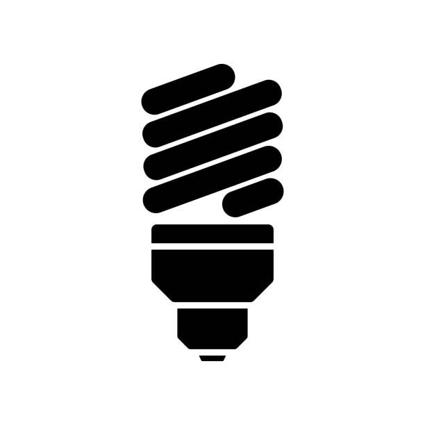 stockillustraties, clipart, cartoons en iconen met energy saving lightbulb icon solid style. vector icon design element for web page, mobile app, ui, ux design - led lampje