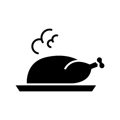 ROASTED CHICKEN Icon Solid Style. Vector Icon Design Element for Web Page, Mobile App, UI, UX Design