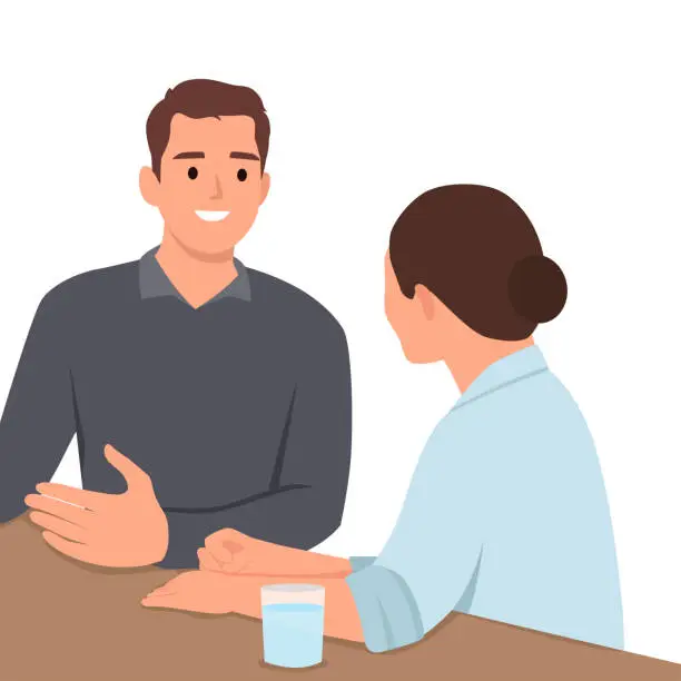 Vector illustration of Two business people are having a business meeting in a conference room.