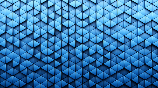 Blue background with triangle shapes. 3d illustration.