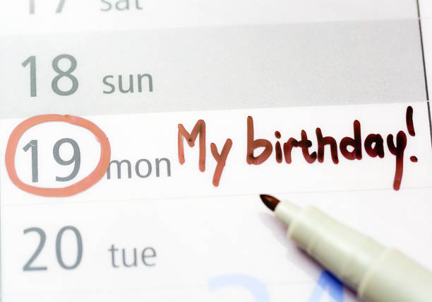 Note in felt-tip pen reminds you about your own birthday.