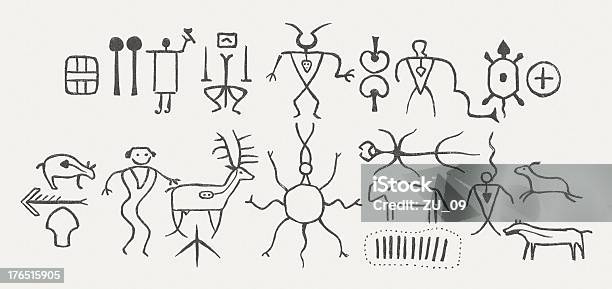 North American Petroglyphs Wood Engraving Published In 1883 Stock Illustration - Download Image Now