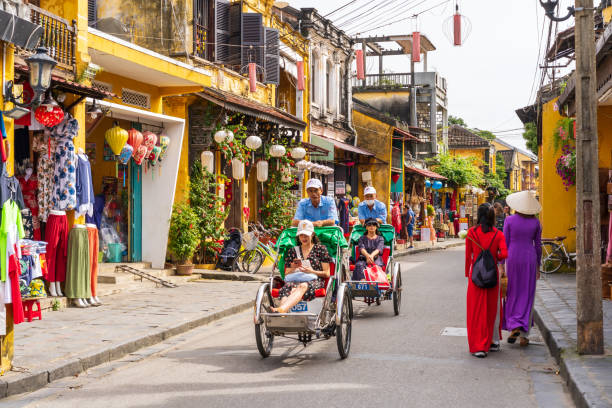 Hoi An, Vietnam - Jan 11, 2023; Tourists are enjoying at Hoi an The historic old town UNESCO World Heritage Site in Vietnam stock photo