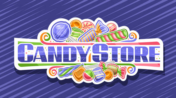 ilustrações de stock, clip art, desenhos animados e ícones de vector logo for candy store - candy hard candy wrapped variation