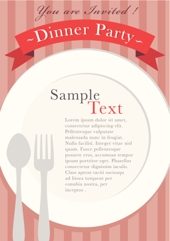 Poster or card design for Dinner party or any food related invitation. with copyspace.