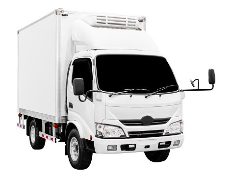 Front view white truck isolated on white background with clipping path