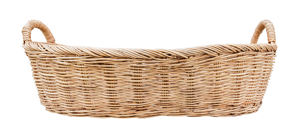 Wicker basket isolated on white background with clipping path