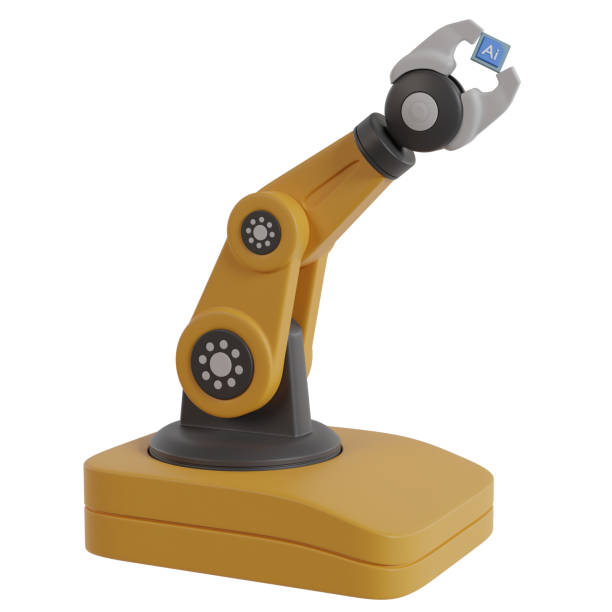 istock 3d illustration of  Robotic Arm holding ai chip 1765215851