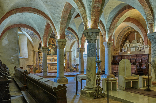 Parma, Italy - February 11, 2020: The crypt of the Cathedral of Santa Maria Assunta
