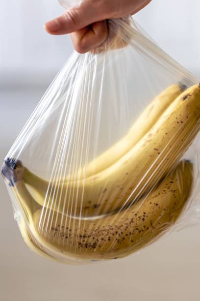 istock Ripe bananas in a plastic bag, close up. 1765227750