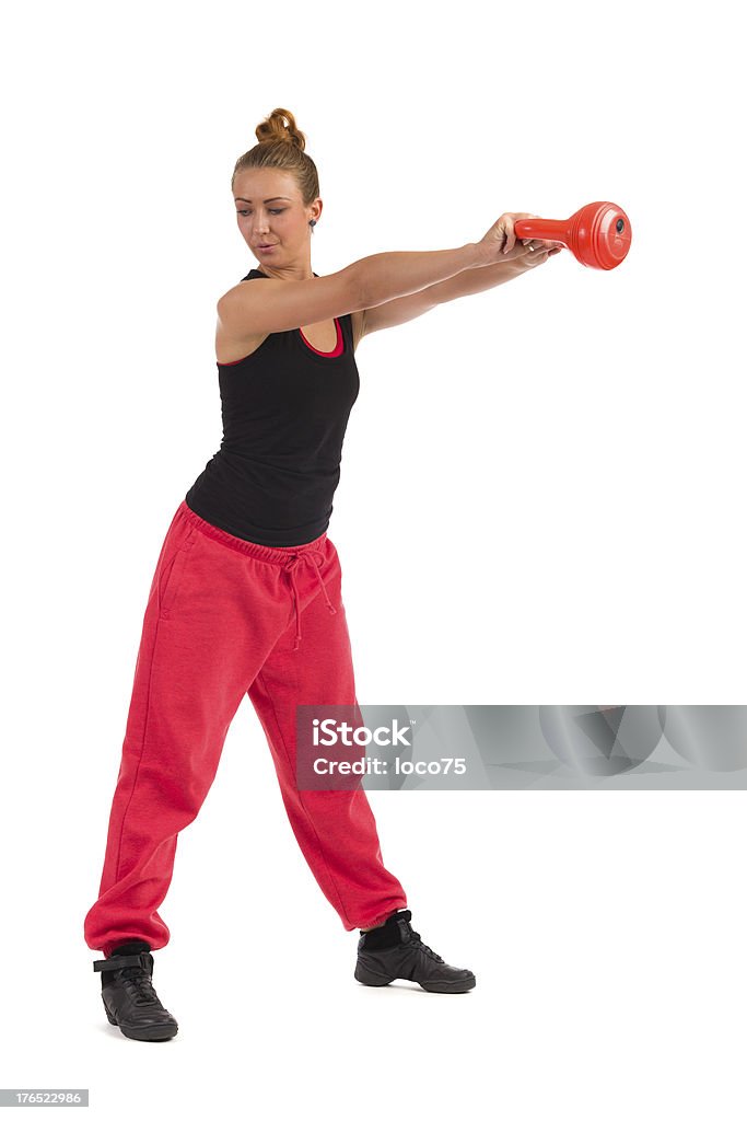 Instrutor de Fitness fêmea com Kettlebell exercício - Royalty-free Adulto Foto de stock