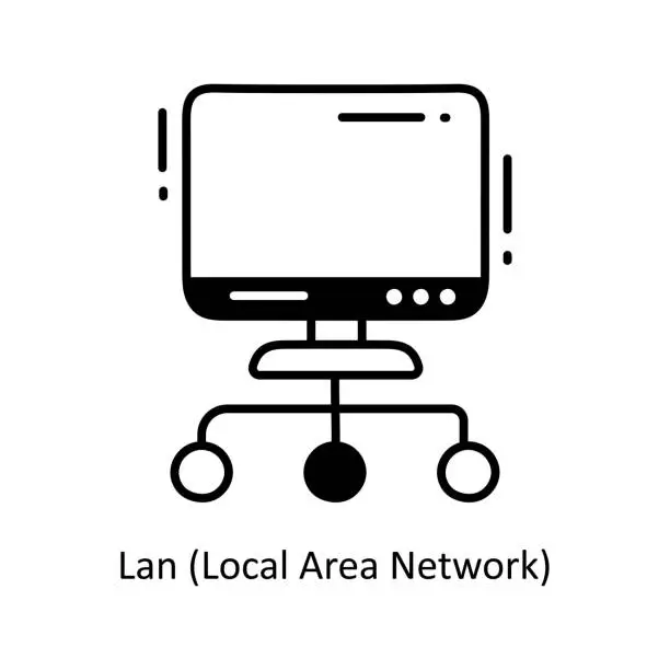 Vector illustration of Lan (Local Area Network) doodle Icon Design illustration. Networking Symbol on White background EPS 10 File