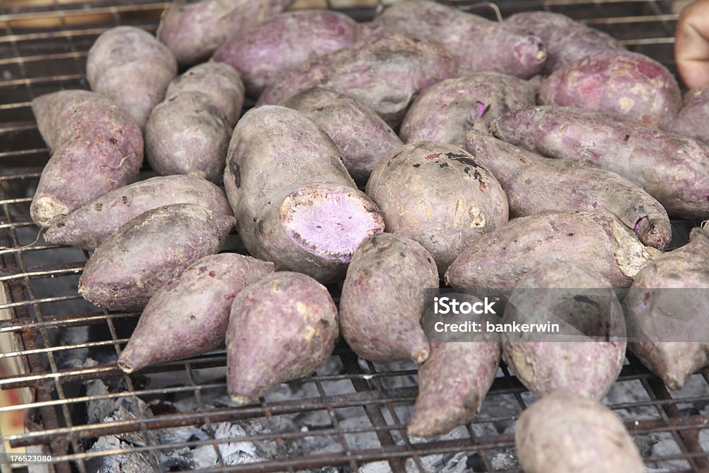 Yam grilled on the small stove Breakfast Stock Photo