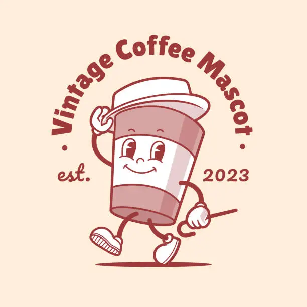 Vector illustration of Retro Coffee Mascot