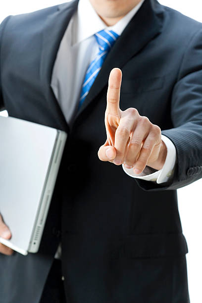 istock The businessman who pushes out a forefinger 176525196