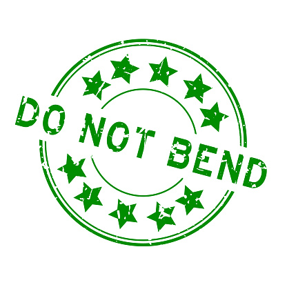 Grunge green do not bend word with star icon round rubber seal stamp on white background