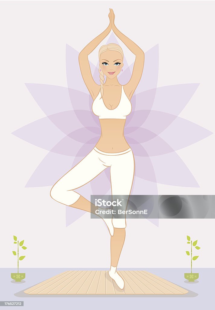 Красивая женщина делает упражнения youga - Векторная графика Абстрактный роялти-фри