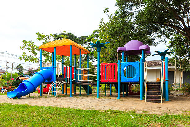 istock Modern kids toy playground in park 176527321